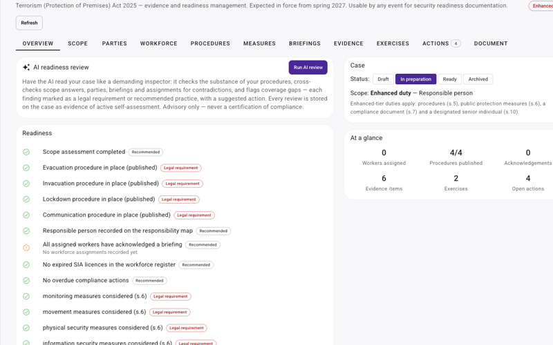 Martyn's Law readiness case overview