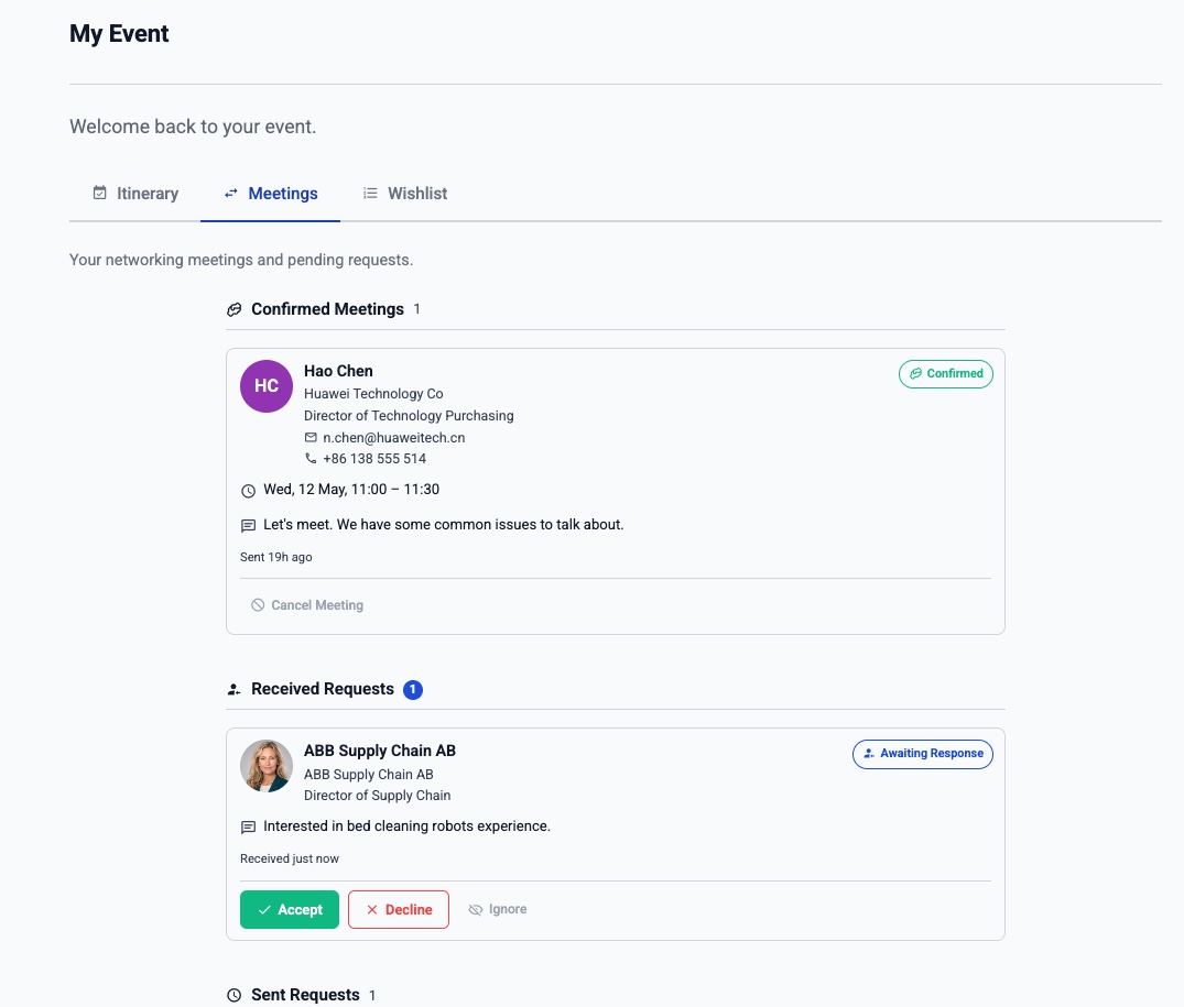 Hosted-buyer matchmaking and open networking.